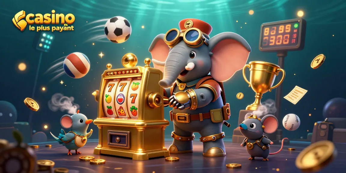 Découvrez l'excitation de casino en ligne le plus payant avec une scène 3D vibrante et énergique mettant en scène un éléphant ingénieur steampunk et des éléments de jeu dynamiques.