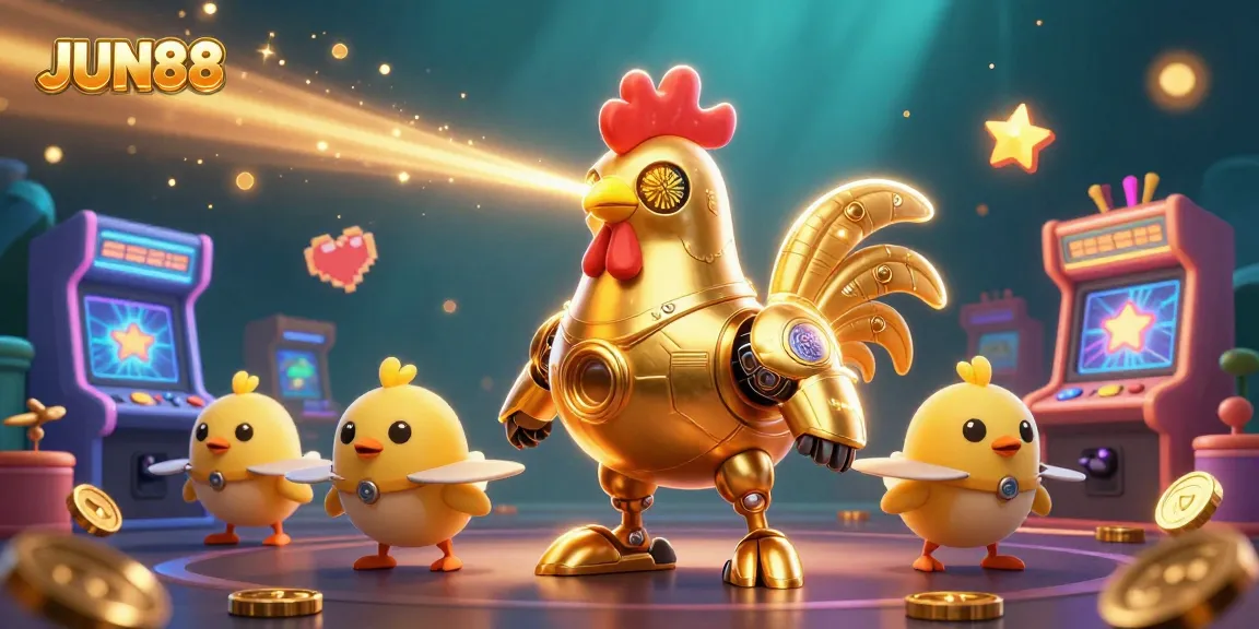 Engage in thrilling gameplay with JUN88's unique casino experience featuring animated characters.