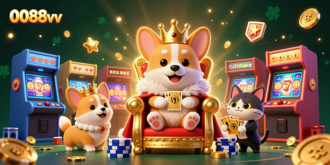 Experience thrilling gameplay at 0088vv with royal corgi and dazzling casino elements.