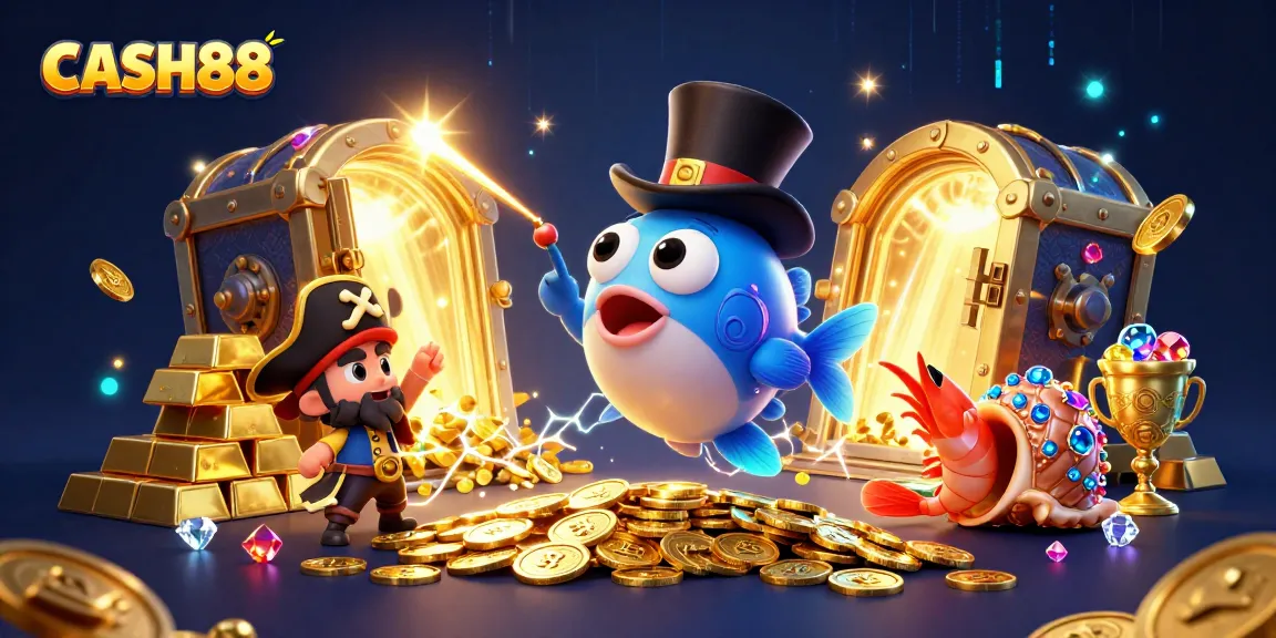 Experience the excitement of CASH88 with a vibrant underwater casino scene featuring glowing treasures and adventurous characters.