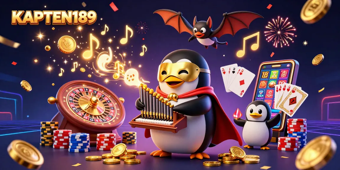 KAPTEN189 taruhan slot online terbaik dengan simbol tujuh keberuntungan dan koin emas melayang.