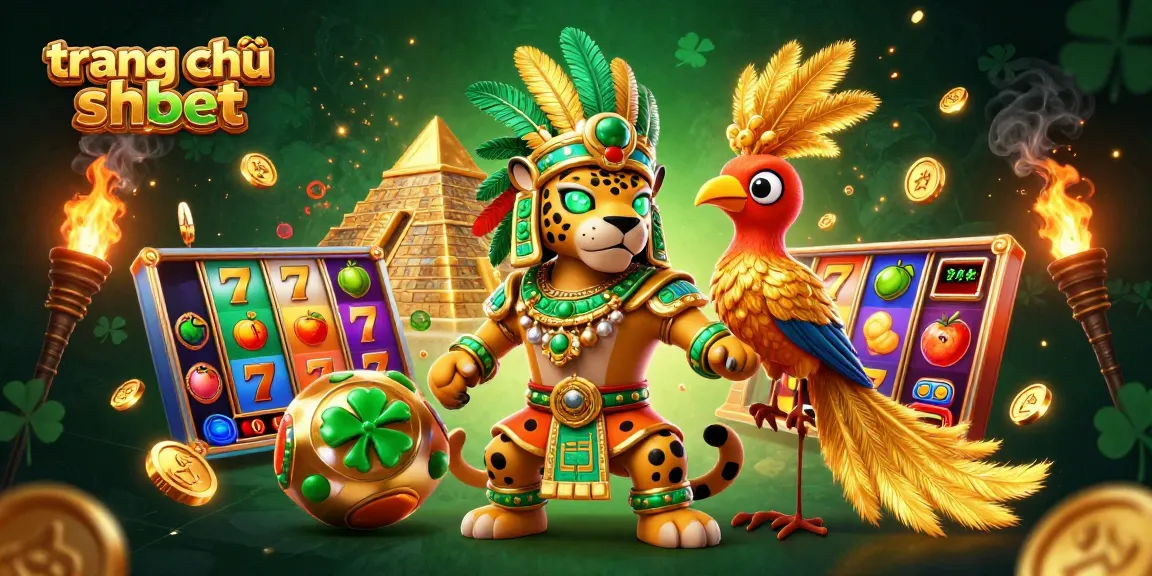 Experience the dynamic action of trang chủ shbet with a vibrant illustration featuring a Mayan jaguar priest, representing exciting casino slots.