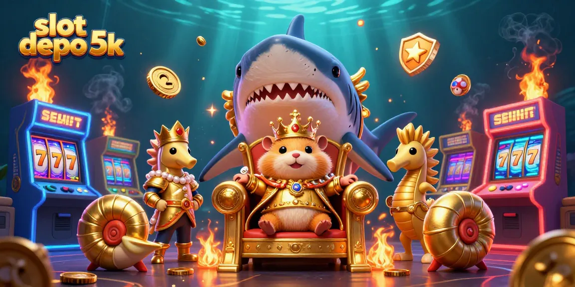 Win big with the vibrant slot depo 5k scene featuring a golden hamster king and exciting casino elements.