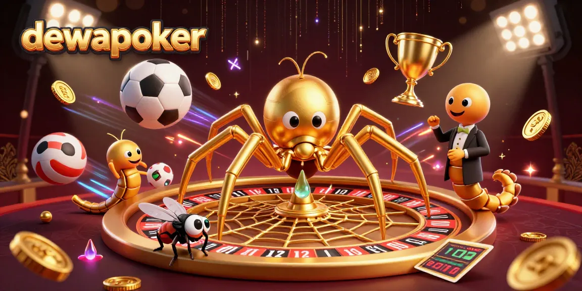 Mencoba taruhan di Dewapoker dengan penyu yang berjudi sambil dikelilingi bola olahraga dan elemen kasino lainnya.