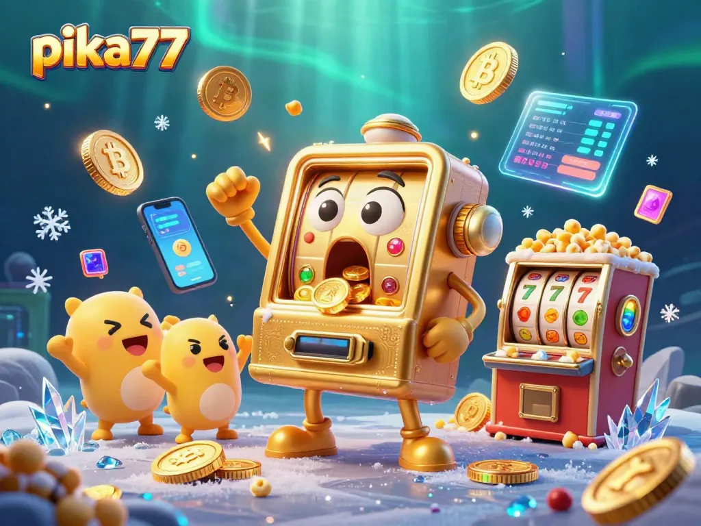 Engage in thrilling moments at pika77 with vivid casino elements and animated slot machines celebrating jackpots.