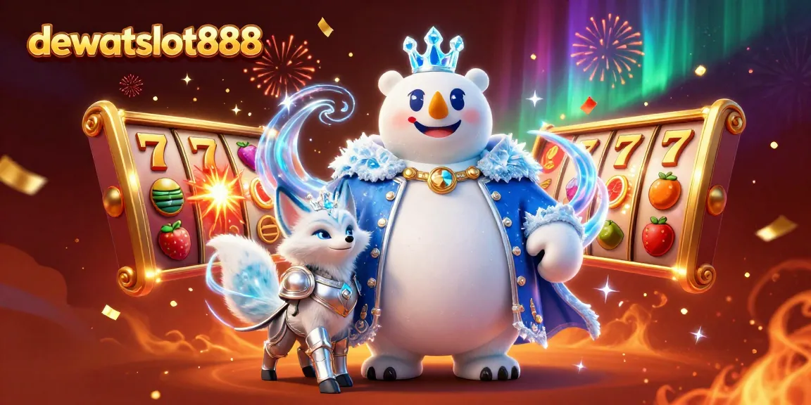 Menangkan pengalaman bermain slot gacor di dewataslot888 dengan simbol slot dan efek kembang api.