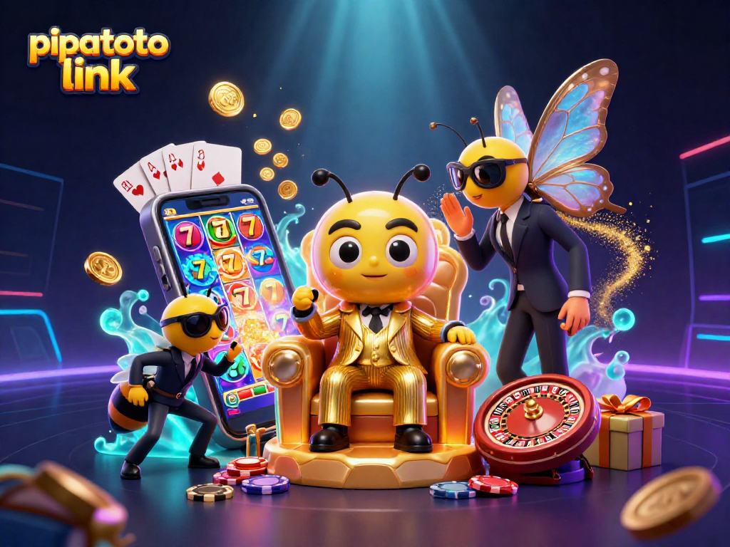 Pipatoto link showcases a bumblebee mob boss and games with vibrant slot action and glowing effects.