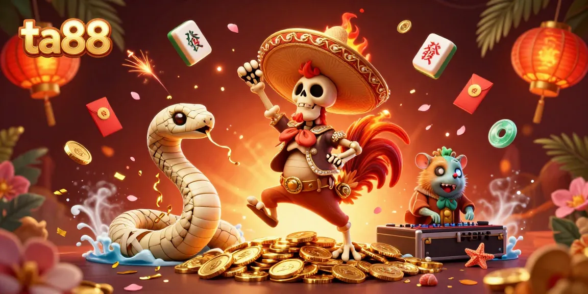 Experience the excitement at ta88 with our vibrant casino illustration showcasing festive characters and lively elements.