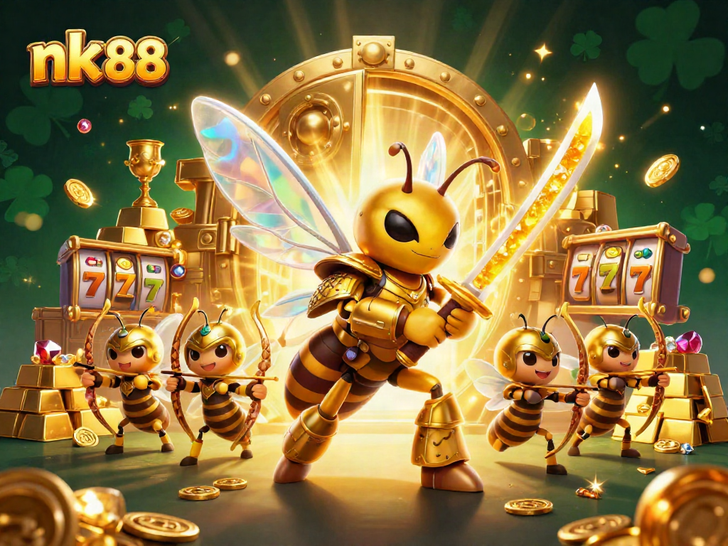Engage with nk 88's thrilling slot adventures featuring a golden hornet and golden treasures.