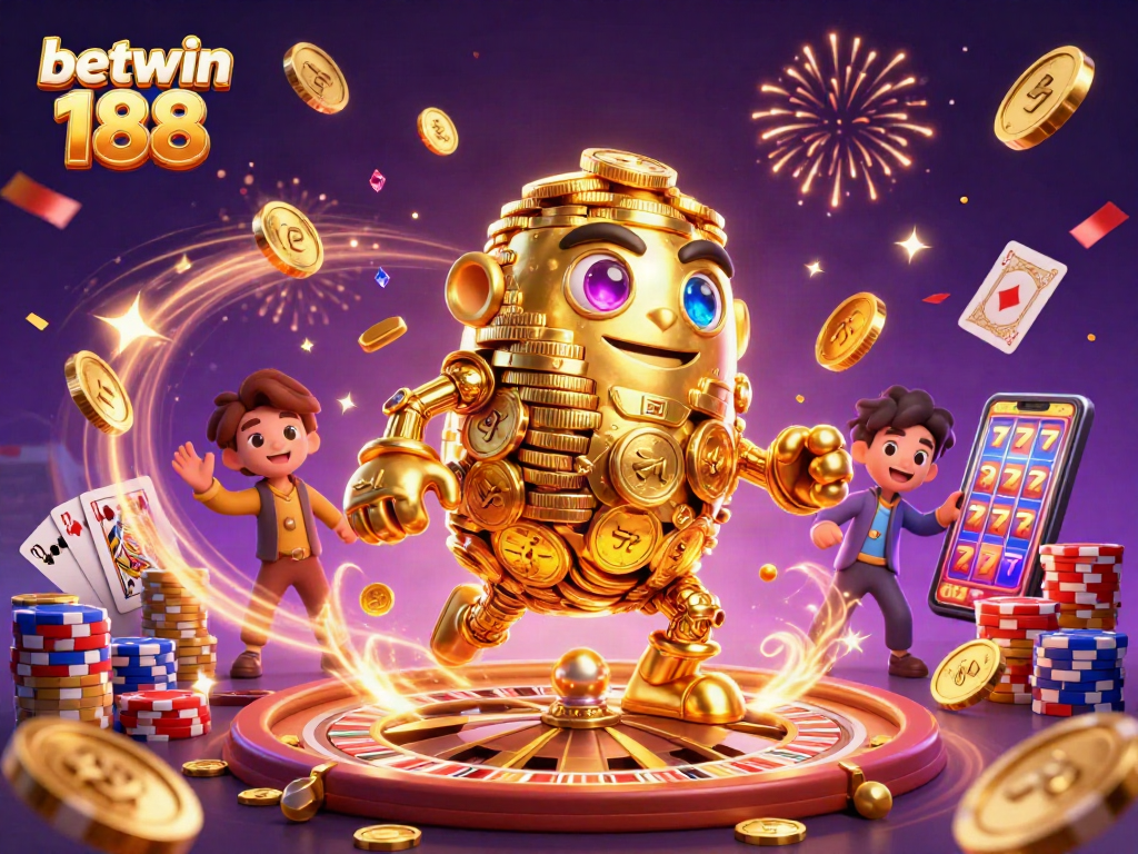 Engage in winning at betwin 188 with lively casino elements like golden golems and shimmering coins.