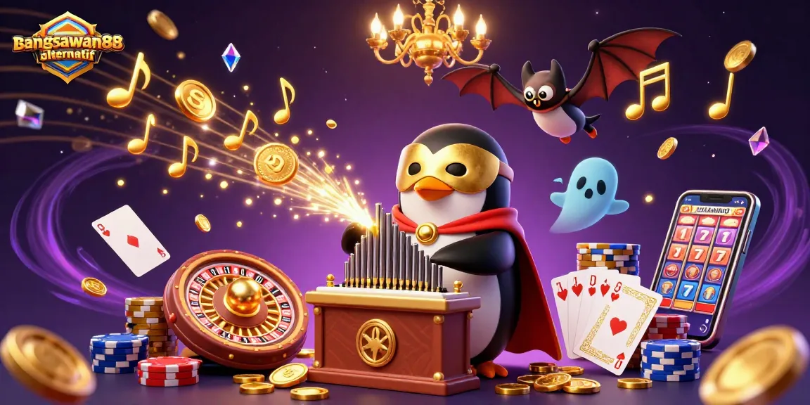 Experience the thrilling action of bangsawan88 alternatif through engaging 3D illustrations featuring vibrant casino elements.
