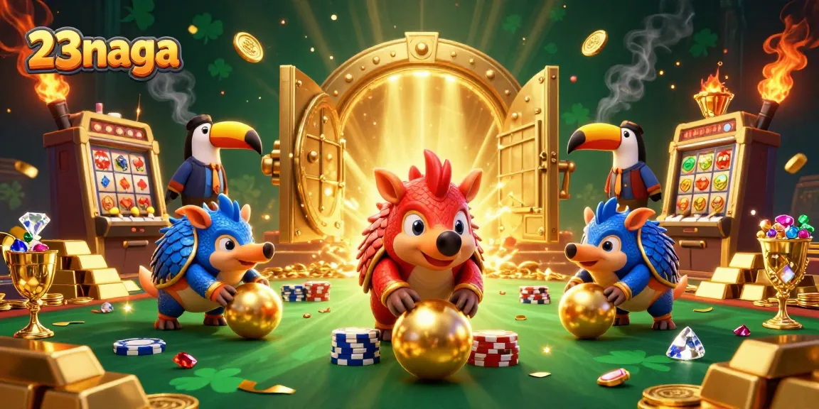 Engaging scene with 23naga featuring rival pangolins in a dynamic online casino showdown.