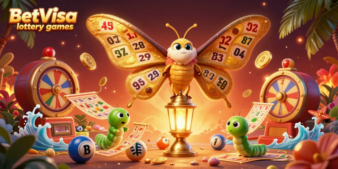 Experience BetVisa lottery games with vibrant lottery balls and spinning wheels in a lively casino scene.