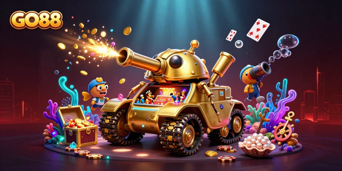 Experience the excitement of GO88's underwater casino adventure with golden elements and lavish treasures.