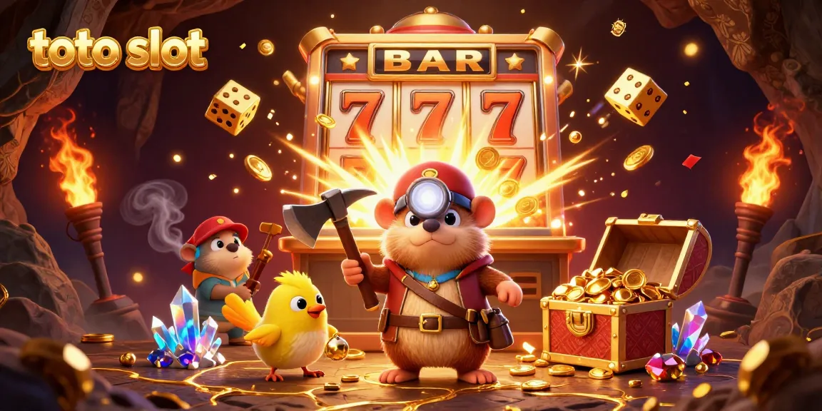 Spin the reels in toto slot for big wins alongside a treasure hunter and canary in vibrant 3D