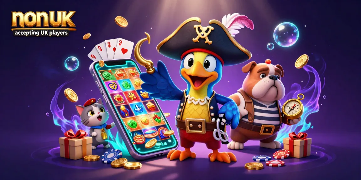 Experience thrilling gameplay at non UK casinos accepting UK players with our vibrant pirate-themed illustration.