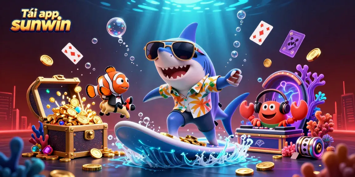 Play and win with Tải app sunwin in this vibrant casino scene featuring exciting characters and gold coins.