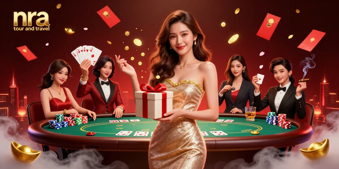 Experience winning with nra tour and travel in this vibrant casino scene featuring poker and festive elements.